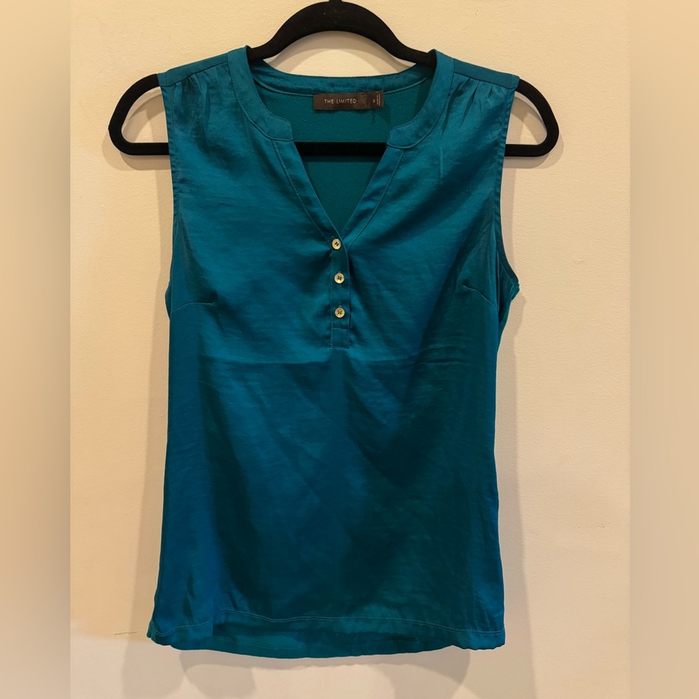 THE LIMITED Women's Teal Blue Sleeveless Tank Shirt Size S